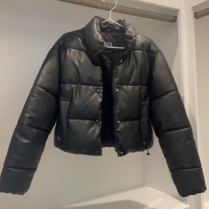 Zara Faux leather puffer jacket